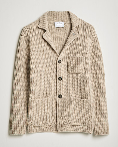 Herren | Pullover | Gran Sasso | Heavy Wool Knitted Blazer Cardigan Beige