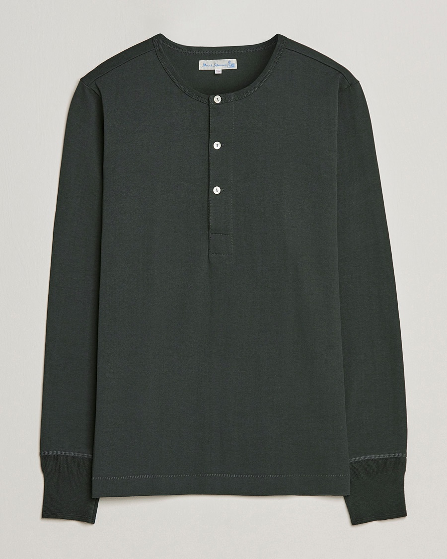 Herren | | Merz b. Schwanen | Classic Organic Cotton Henley Sweater Forest