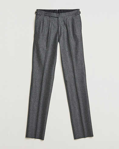 Herren | Aktuelle Marken | Beams F | Pleated Flannel Trousers Dark Grey
