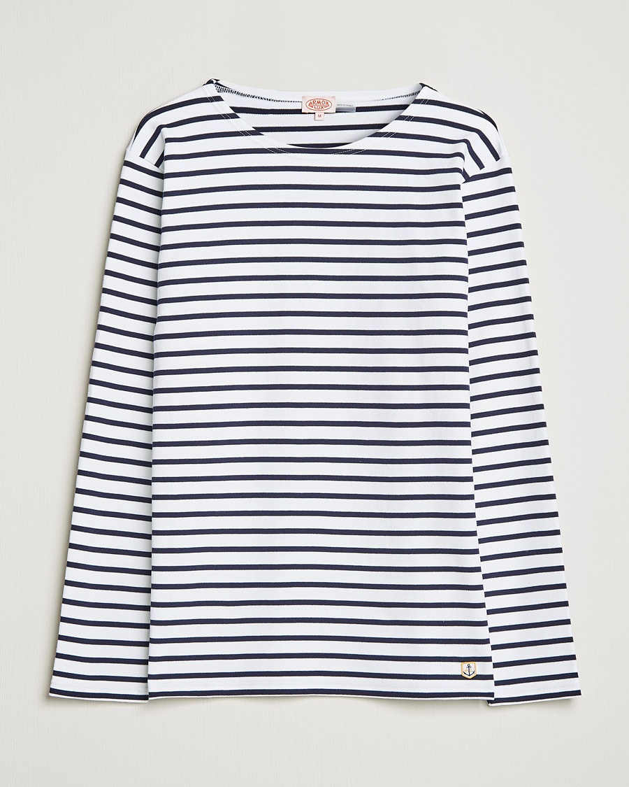 Herren | Langarm T-Shirt | Armor-lux | Houat Héritage Stripe Long Sleeve T-Shirt White/Navy