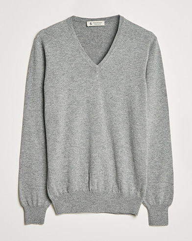 Herren | V-Ausschnitt | Piacenza Cashmere | Cashmere V Neck Sweater Light Grey