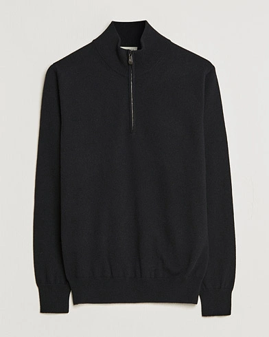 Herren | Kaschmirpullover | Piacenza Cashmere | Cashmere Half Zip Sweater Black
