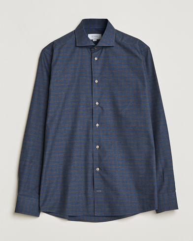 Herren | Freizeithemden | Eton | Fine Twill Melange Shirt Navy Blue Checked