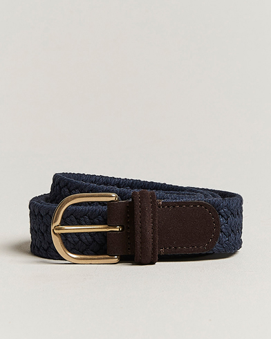 Herren | Geflochtene Gürtel | Anderson's | Braided Cotton Casual Belt 3 cm Navy