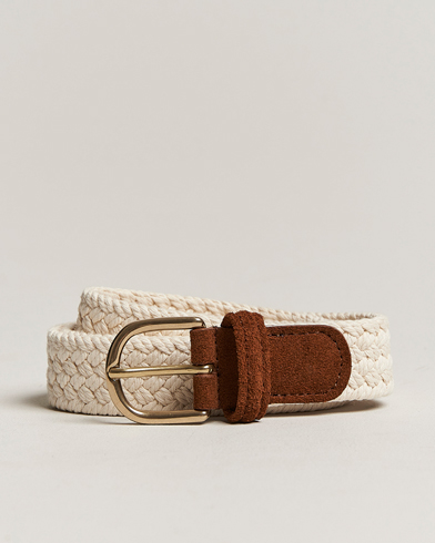 Herren | Geflochtene Gürtel | Anderson's | Braided Cotton Casual Belt 3 cm White