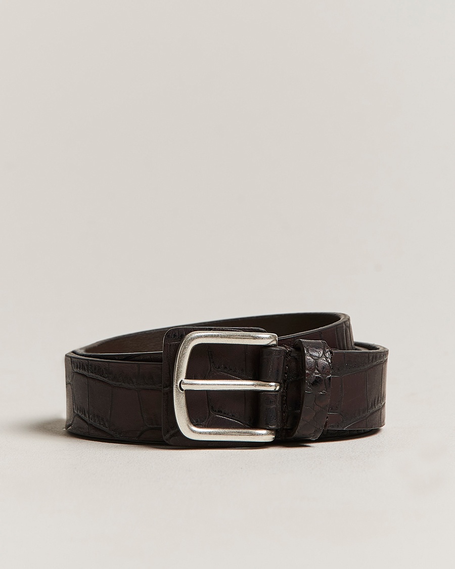 Herren | | Anderson's | Embossed Croco Belt 3 cm Brown