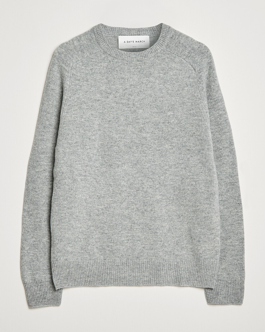 Herren | | A Day's March | Brodick Lambswool Sweater Grey Melange