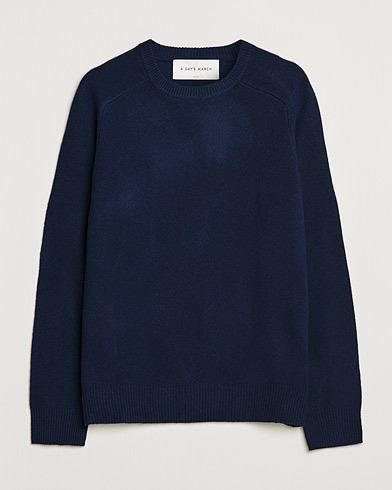 Herren | A Day's March | A Day's March | Brodick Lambswool Sweater Navy