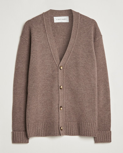 Herren | A Day's March | A Day's March | Snag Lambswool Cardigan Taupe Melange