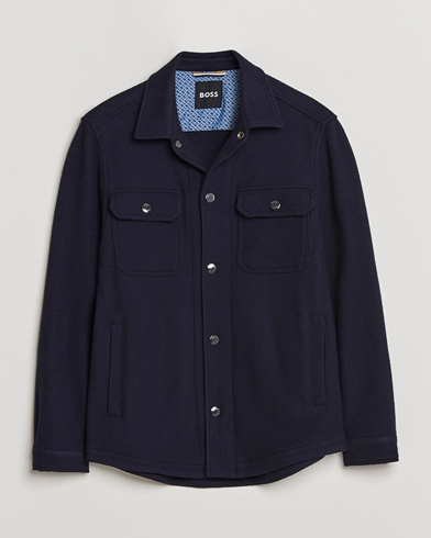 Herren | Overshirts | BOSS BLACK | Carper Wool Overshirt Dark Blue