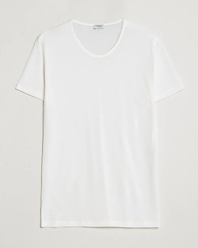 Herren |  | Zimmerli of Switzerland | Wool/Silk Crew Neck T-Shirt Ecru