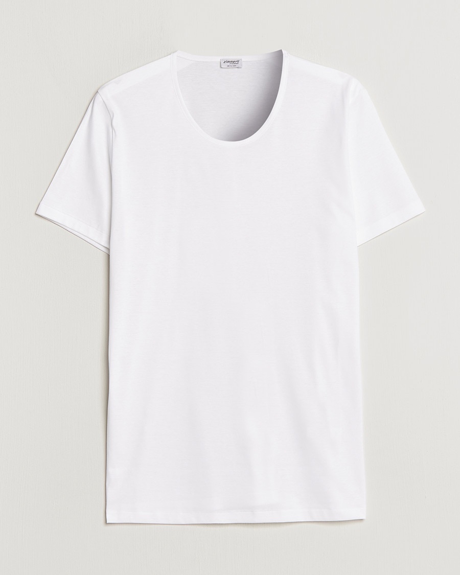 Zimmerli of Switzerland Sea Island Cotton Crew Neck T-Shirt White – Weiß