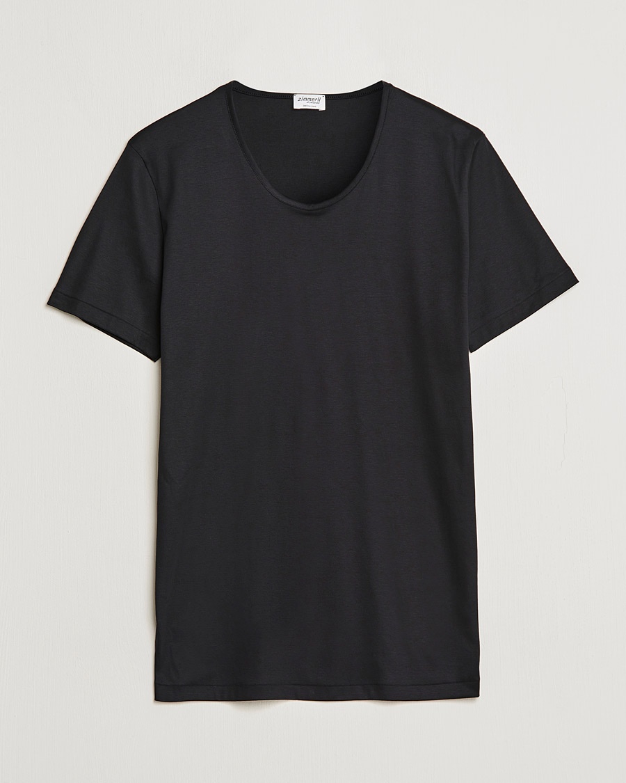 Herren | Schwartze t-shirts | Zimmerli of Switzerland | Sea Island Cotton Crew Neck T-Shirt Black
