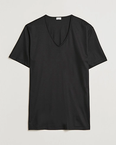 Herren |  | Zimmerli of Switzerland | Sea Island Cotton V-Neck T-Shirt Black