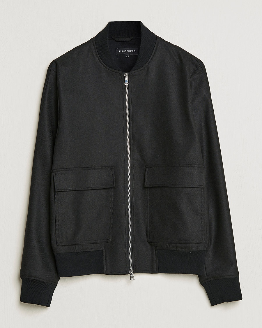 Herren | | J.Lindeberg | Thom Bomber Wool Twill Jacket Black