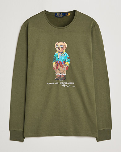 Herren |  | Polo Ralph Lauren | Printed Bear Crew Neck Long Sleeve T-Shirt Dark Sage