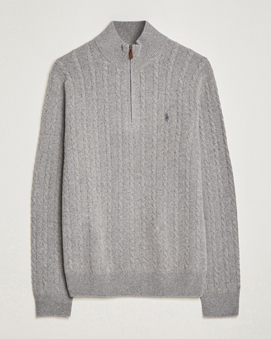 Herren | Half-zip | Polo Ralph Lauren | Cotton/Wool Cable Half-Zip Fawn Grey Heather