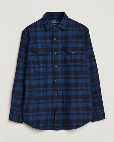 Herren |  | Polo Ralph Lauren | Wool Blend Checked Overshirt Blue/Navy