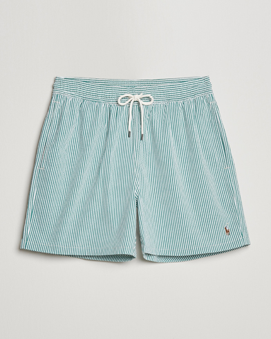 Herren | Summer | Polo Ralph Lauren | Recyceled Traveler Boxer Seersucker Swimshorts Green/White