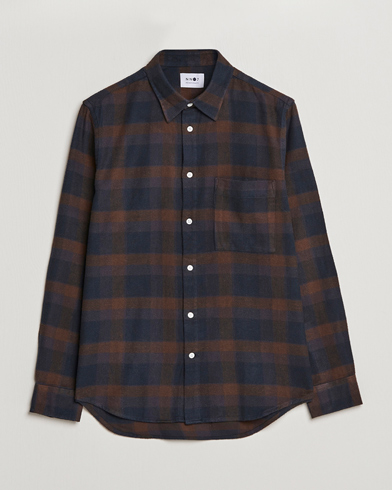 Herren | Freizeithemden | NN07 | Arne Brushed Cotton Checked Shirt Brown/Navy
