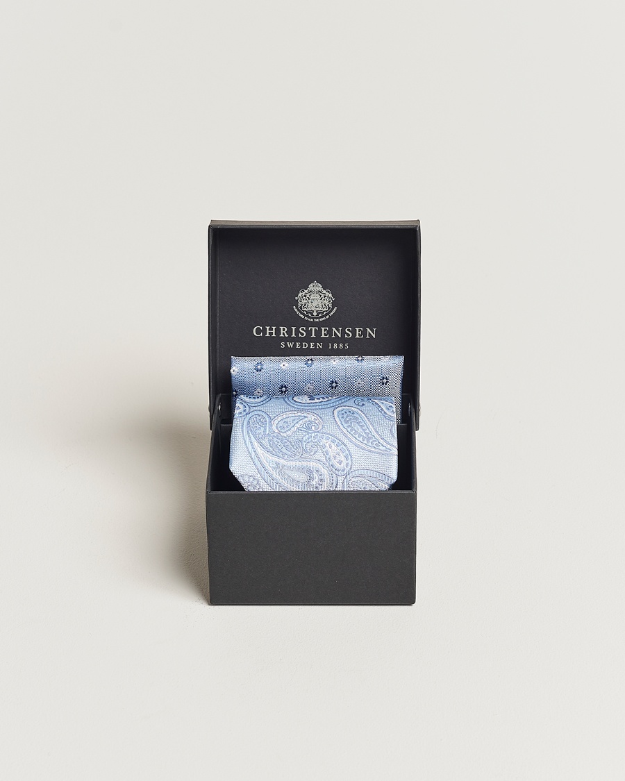 Herren | | Amanda Christensen | Box Set Silk 8cm Tie With Pocket Square Blue