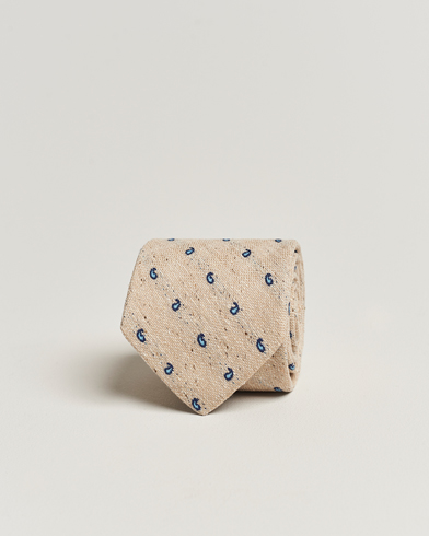 Herren |  | Amanda Christensen | Silk/Linen/Cotton Paisley 8cm Tie Sand