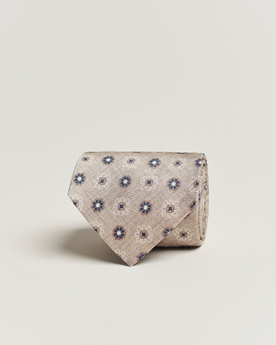 Herren | Krawatten | Amanda Christensen | Silk Oxford Printed Flower 8cm Tie Cream