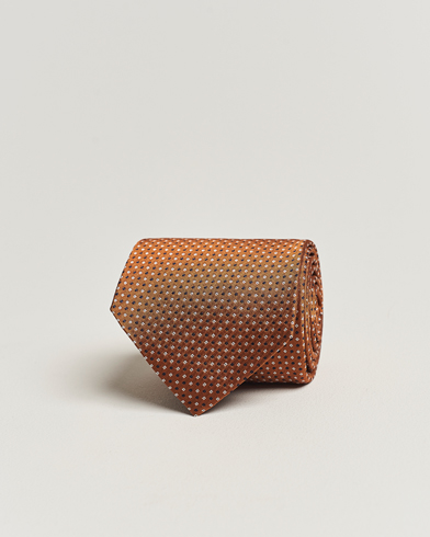 Herren |  | Amanda Christensen | Silk Micro Printed 8cm Tie Rust Orange