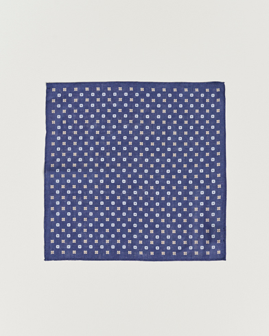 Herren |  | Amanda Christensen | Linen Printed Flower Pocket Square Navy