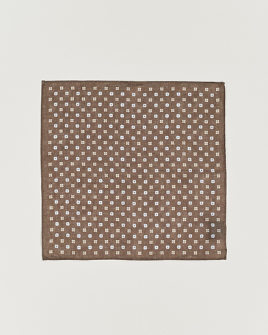 Herren |  | Amanda Christensen | Linen Printed Flower Pocket Square Brown