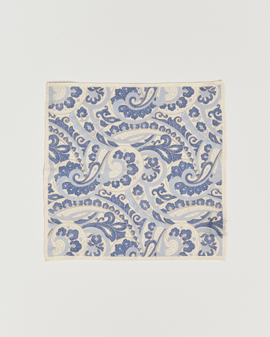 Herren | Einstecktücher | Amanda Christensen | Linen Printed Large Paisley Pocket Square Cream