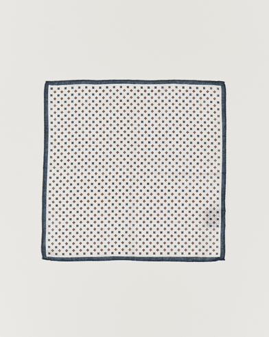 Herren |  | Amanda Christensen | Linen Paspoal Printed Flower Pocket Square White/Navy
