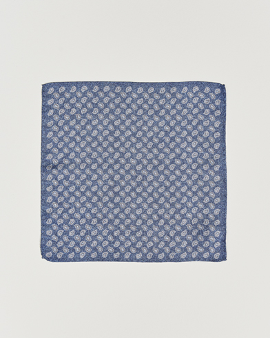Herren |  | Amanda Christensen | Silk Oxford Printed Paisley Pocket Square Navy