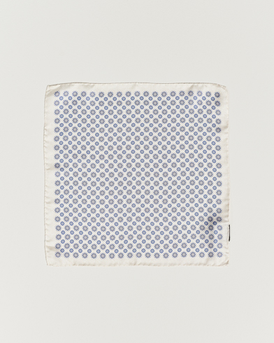 Herren |  | Amanda Christensen | Silk Twill Printed Medallion Pocket Square White