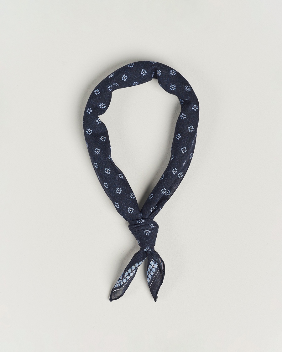 Herren | | Amanda Christensen | Cotton Voilé Printed Flower Bandana Navy
