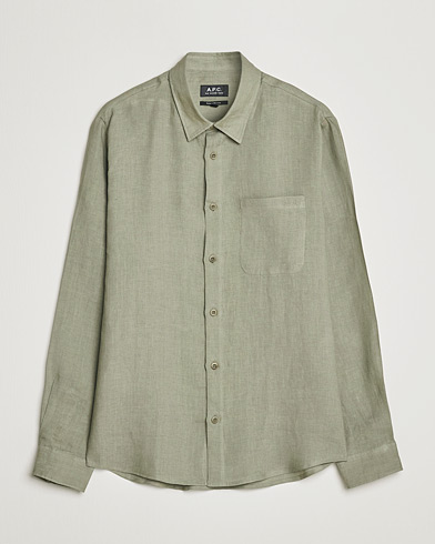 Herren | Leinenhemden | A.P.C. | Cassel Linen Shirt Light Olive