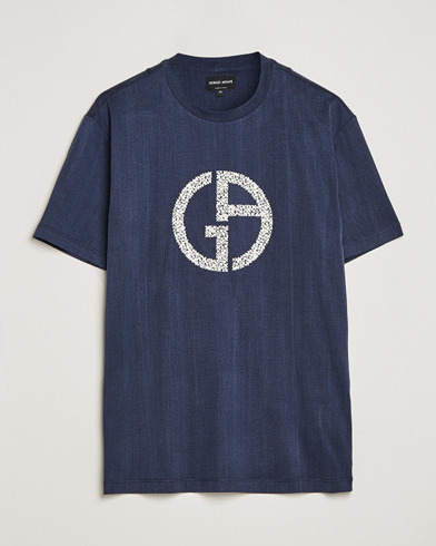 Herren | Giorgio Armani | Giorgio Armani | Cupro Logo T-Shirt Navy