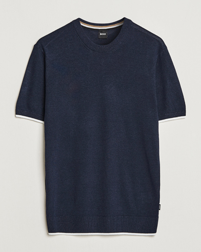 Herren |  | BOSS BLACK | Giacco Knitted Crew Neck T-Shirt Dark Blue