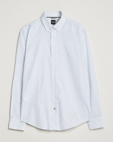 Herren | Freizeithemden | BOSS BLACK | Hal Cotton/Linen Striped Shirt Pastel Blue
