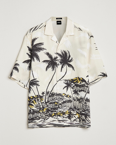 Herren | Kurzarmhemden | BOSS BLACK | Lars Printed Resort Collar Shirt Open White