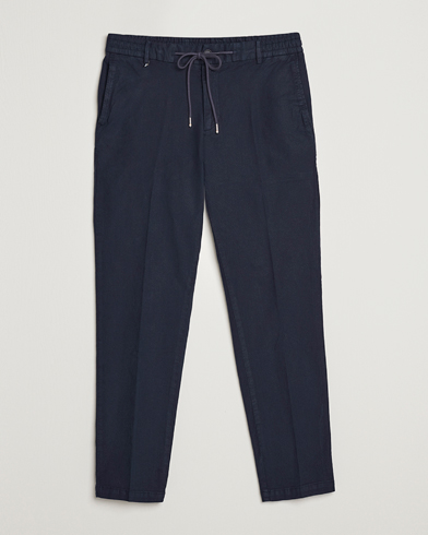 Herren |  | BOSS BLACK | Kane Cotton/Linen Drawstring Trousers Dark Blue