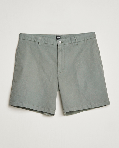 Herren | Chinoshorts | BOSS BLACK | Karlos Cotton/Linen Shorts Open Green