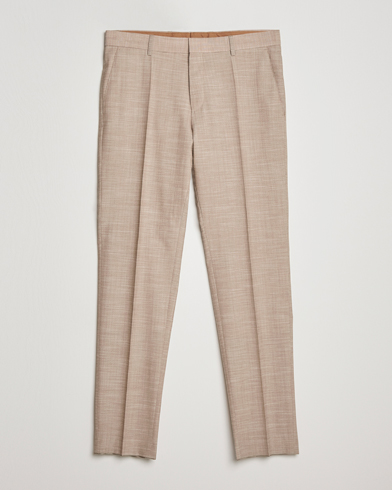 Herren | Anzughosen | BOSS BLACK | Genius Wool/Cotton Pleated Trousers Light Beige