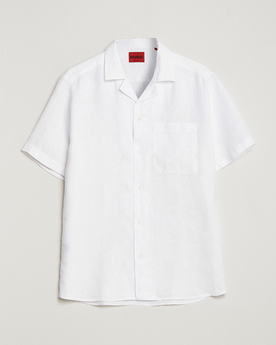 Herren |  | HUGO | Ellino Linen Resort Collar Short Sleeve Shirt White