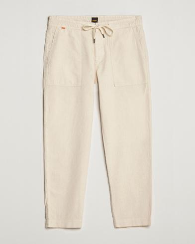 Herren | Drawstring-Hosen | BOSS ORANGE | Sisla Cotton/Linen Drawstring Pants Light Beige