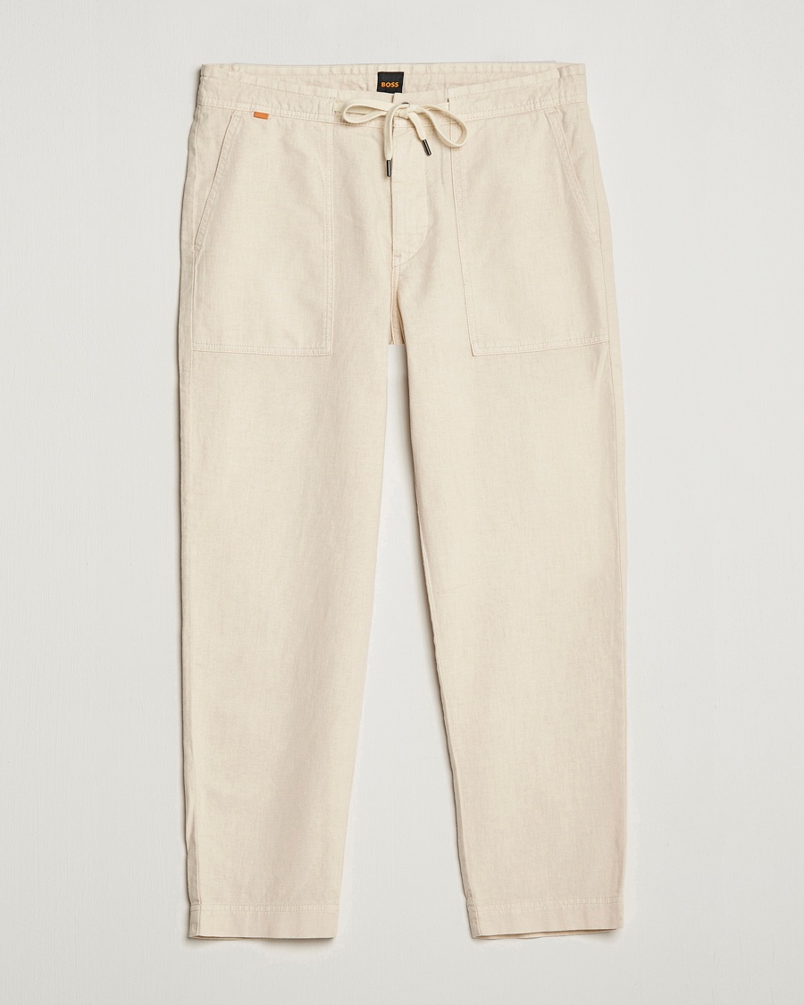 Herren | | BOSS ORANGE | Sisla Cotton/Linen Drawstring Pants Light Beige