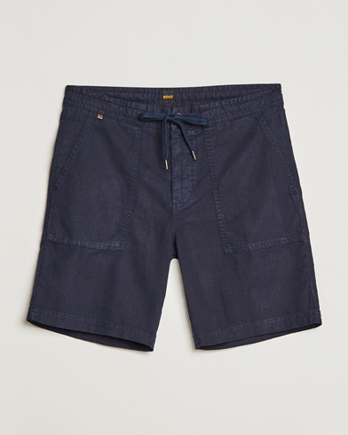 Herren |  | BOSS ORANGE | Sisla Cotton/Linen Drawstring Shorts Dark Blue
