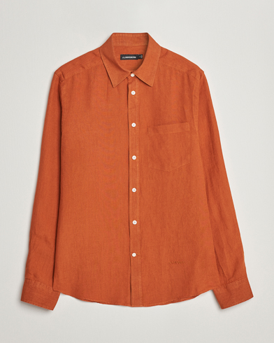 Herren |  | J.Lindeberg | Slim Fit Clean Linen Shirt Bombay Brown