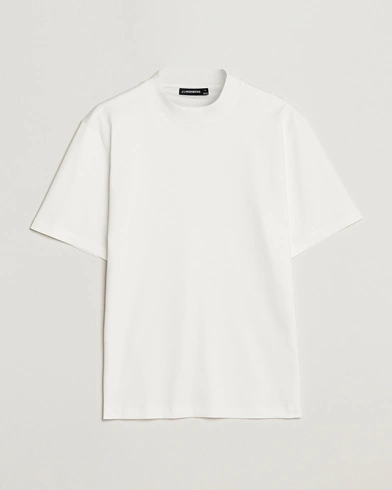 Herren | Weiße T-Shirts | J.Lindeberg | Ace Mock Neck Mercerized Cotton T-Shirt White