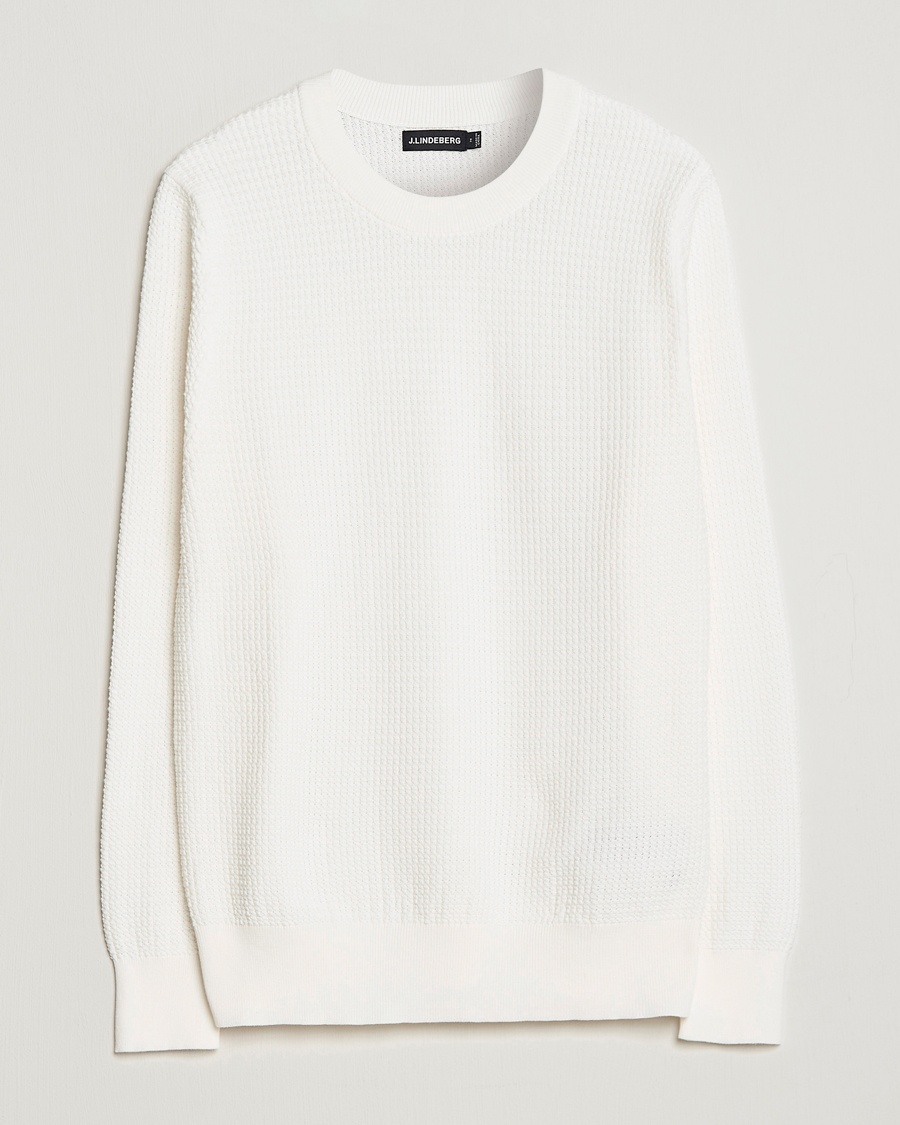Herren | | J.Lindeberg | Arthur Structure Organic Cotton Crew Neck Cloud White